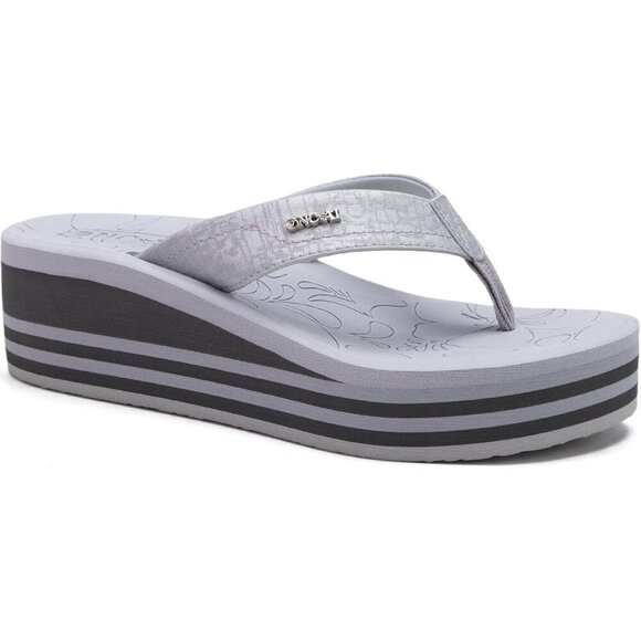 🆕 Grey Vegan Platform Flip Flops Sandals Arch Support Summer Shoes Women’s - Picture 1 of 7